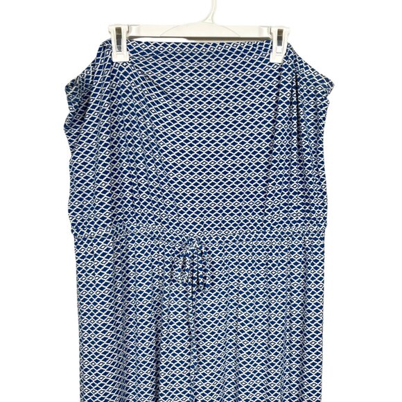 Old Navy Tube Maxi Dress XXL Blue White Print Strapless Elastic Waist Tie - Picture 5 of 8
